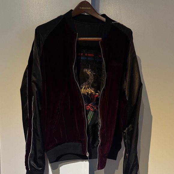 Replay Black Bomber Jacket with Embroidered Design reversible - Picture 5 of 5